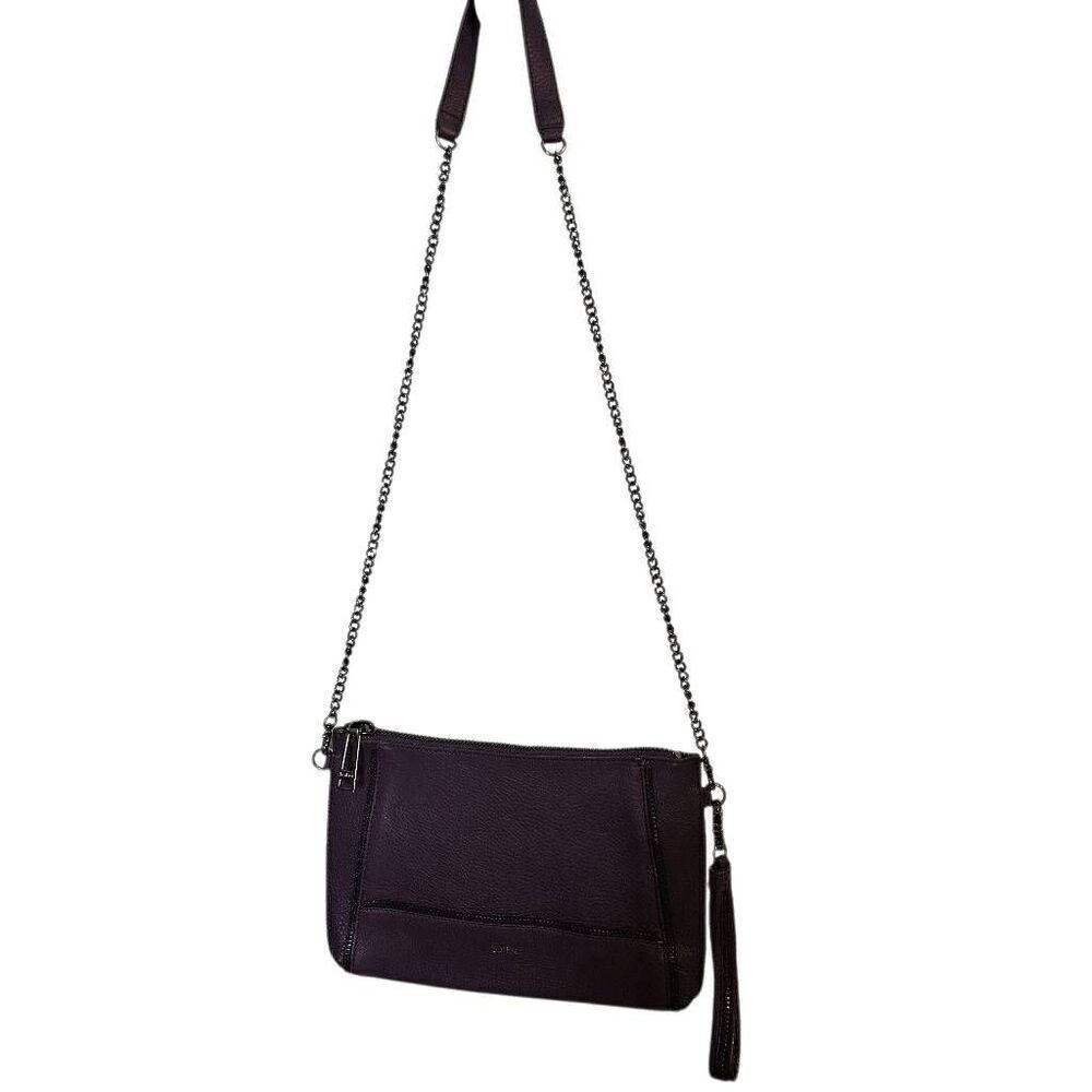 Botkier Soho crossbody purse with chain strap, leather deep purple. - Picture 5 of 5